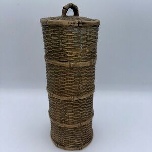 Faux Bamboo Brass Canister/Basket